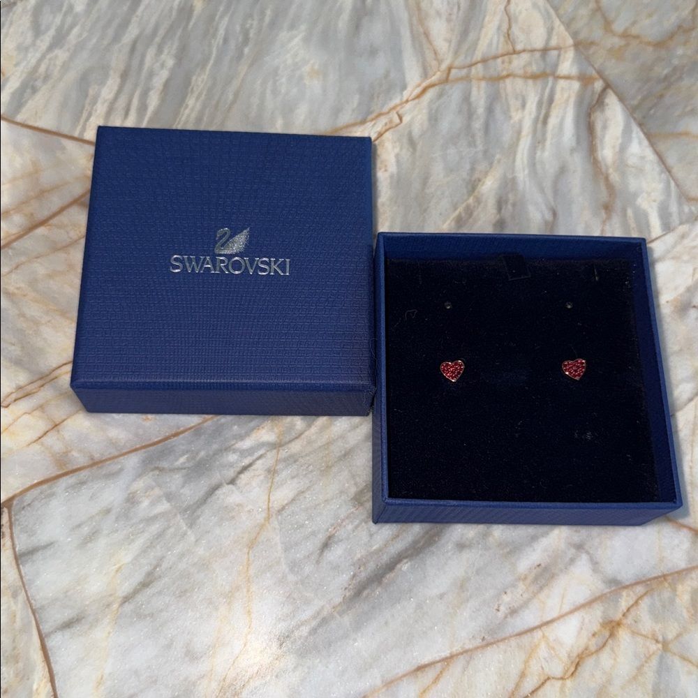 Swarovski‎ Ruby Red Heart Stud Earrings